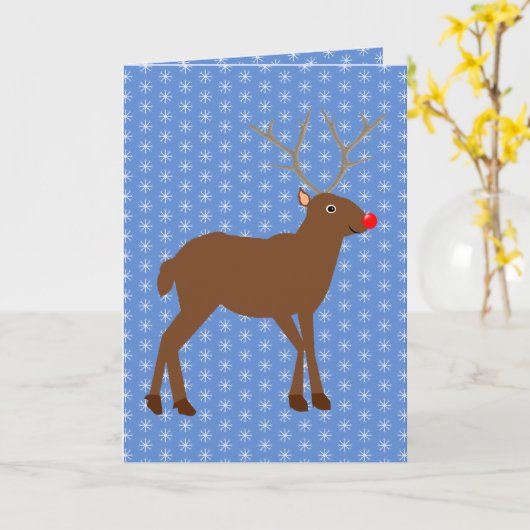 Carte Joli renne de Noël avec noeud rouge personnalisé (Fleur jaune)