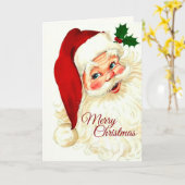 Carte Joli rire vintage père Noël (Fleur jaune)