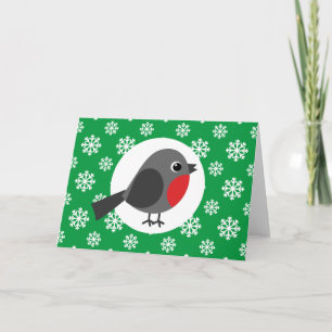 Carte Joli Robin de dessin animé avec les flocons de nei