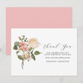 Carte Joli rose blanc floral 100e anniversaire Merci (Devant / Derrière)