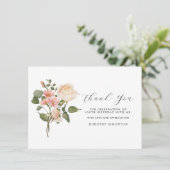 Carte Joli rose blanc floral 100e anniversaire Merci (Debout devant)