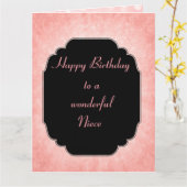 Carte Joli rose pastel Joyeux Anniversaire nièce (Fleur jaune)