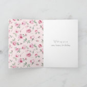 Carte Joli rose Roses Floral Anniversaire (Intérieur)