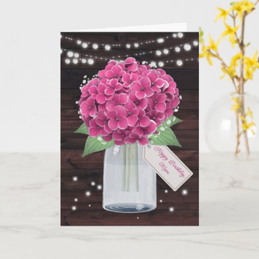 Carte Joli Russe rose Hydrangea Mère Anniversaire (Fleur jaune)