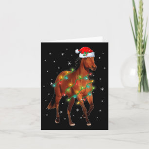 Carte Joli Santa Claus Horse Xmas Lumières Arbre Joyeux 