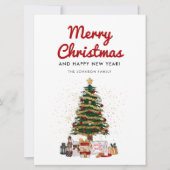 Carte Joli script d'arbre de pin Joyeux Noël (Devant)