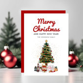 Carte Joli script d'arbre de pin Joyeux Noël