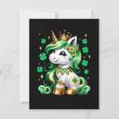 Carte Joli Shamrock Licorne St Patrick (Devant)