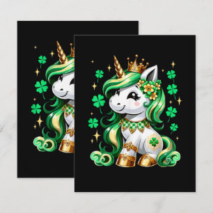 Carte Joli Shamrock Licorne St Patrick 