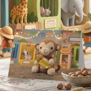 Carte Joli Singe au Crochet Joyeux Anniversaire Jeu de