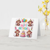 Carte Joli singe d'anniversaire (Fleur jaune)