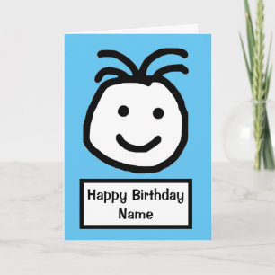 Carte Joli Sourire Face Bleu Anniversaire