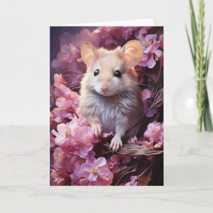 Carte Joli Souris dans les Fleurs Toutes Occasions