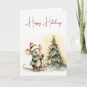 Carte Joli Souris De Noël Dans Les Snowflakes