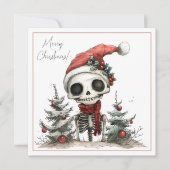 Carte Joli squelette de Noël Déplaisant dans un chapeau (Devant)