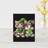 Carte Joli tee-shirt de la Saint-Patrick chat et lapin e (Fleur jaune)