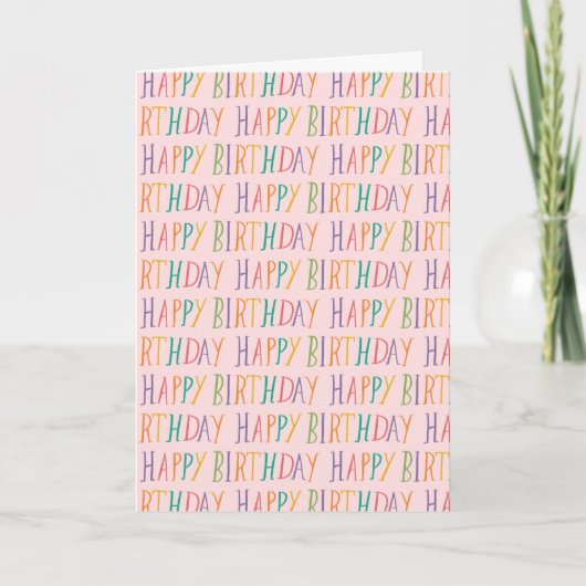Carte Joli texte manuscrit d'anniversaire coloré (Devant)