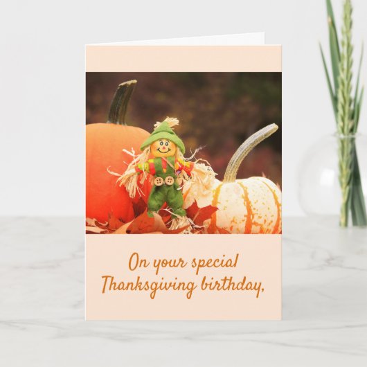 Carte Joli Thanksgiving Birthday Scarecrow (Devant)