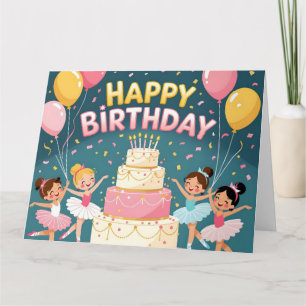 Carte Joli thème d'anniversaire de ballerine