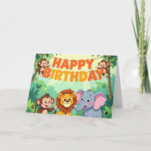 Carte Joli thème safari pour joyeux anniversaire