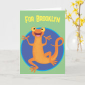 Carte Joli triton orangé joyeux (Fleur jaune)