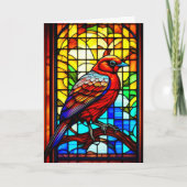 Carte Joli Vitrail Oiseau Art Noël (Devant)
