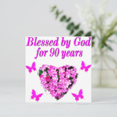 CARTE JOLIE 90E ANNIVERSAIRE FLORALE (Debout devant)