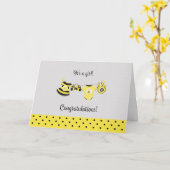 Carte Jolie abeille jaune Félicitations pour le nouveau  (Fleur jaune)