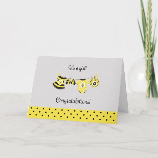 Carte Jolie abeille jaune Félicitations pour le nouveau  (Devant)