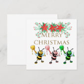 Carte Jolie Abeilles de Miel Or Joyeux Noël (Devant / Derrière)