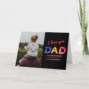 Carte Jolie amour papa lettrage photo de père