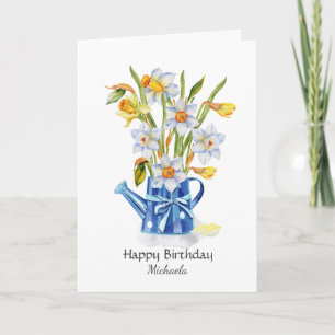 Carte Jolie aquarelle Daffodiles en Jug Personnalisé