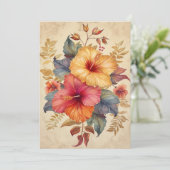 Carte Jolie aquarelle Hibiscus illustration plat (Debout devant)