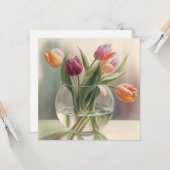 Carte Jolie aquarelle tulipes (Devant/Arrière en situation)
