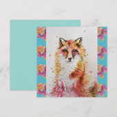 Carte Jolie Art d'animaux de forêt de Renard Rouge aquar (Devant / Derrière)