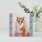 Carte Jolie Art d'animaux de forêt de Renard Rouge aquar (Debout devant)
