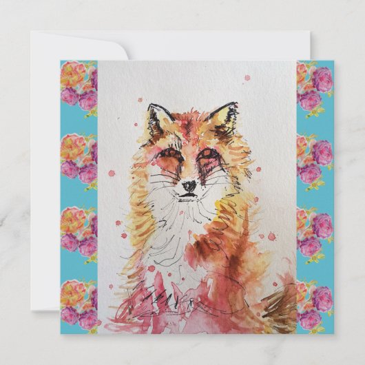 Carte Jolie Art d'animaux de forêt de Renard Rouge aquar (Devant)