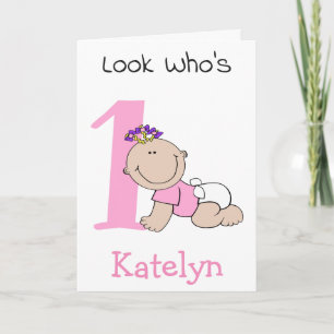 Carte Jolie Bébé Dessin Animé 1er Anniversaire