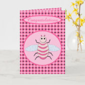 Carte Jolie Bébé Rose fille Bee (Fleur jaune)