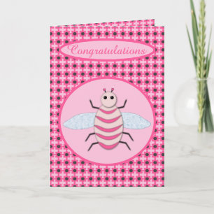 Carte Jolie Bébé Rose fille Bee