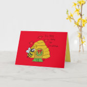 Carte Jolie Bee Christmas Drôle Cartoon de vacances (Fleur jaune)