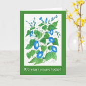 Carte Jolie Blue Morning Glory Flowers 105e anniversaire (Fleur jaune)