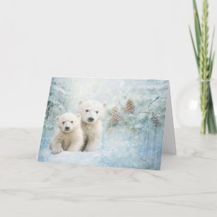 Carte Jolie Bois Animaux Ours Polaire Dans La Neige Salu