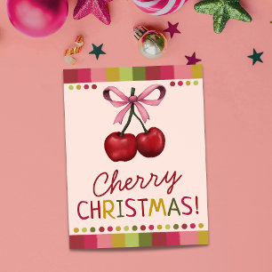 Carte Jolie Bow rose et Sweet Red Cherry Noël