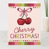 Carte Jolie Bow rose et Sweet Red Cherry Noël (Devant)