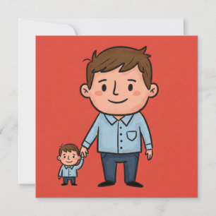 Carte Jolie caricature Père & Fils Bonne Fête des pères