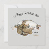 Carte Jolie chatte mère allaitant ses petits chatons (Devant)