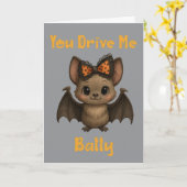 Carte Jolie chauve-souris d'Halloween (Fleur jaune)