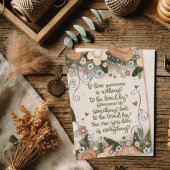 Carte Jolie citation d'amour floral Mariage Boho
