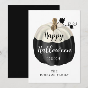 Carte Jolie citrouille noire et blanche Joyeux Halloween